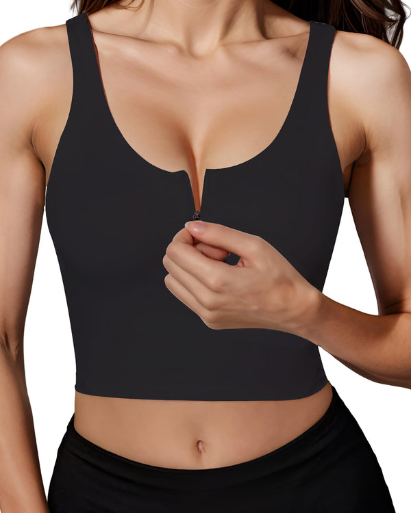 Longline Zip Front Closure Sports Bras