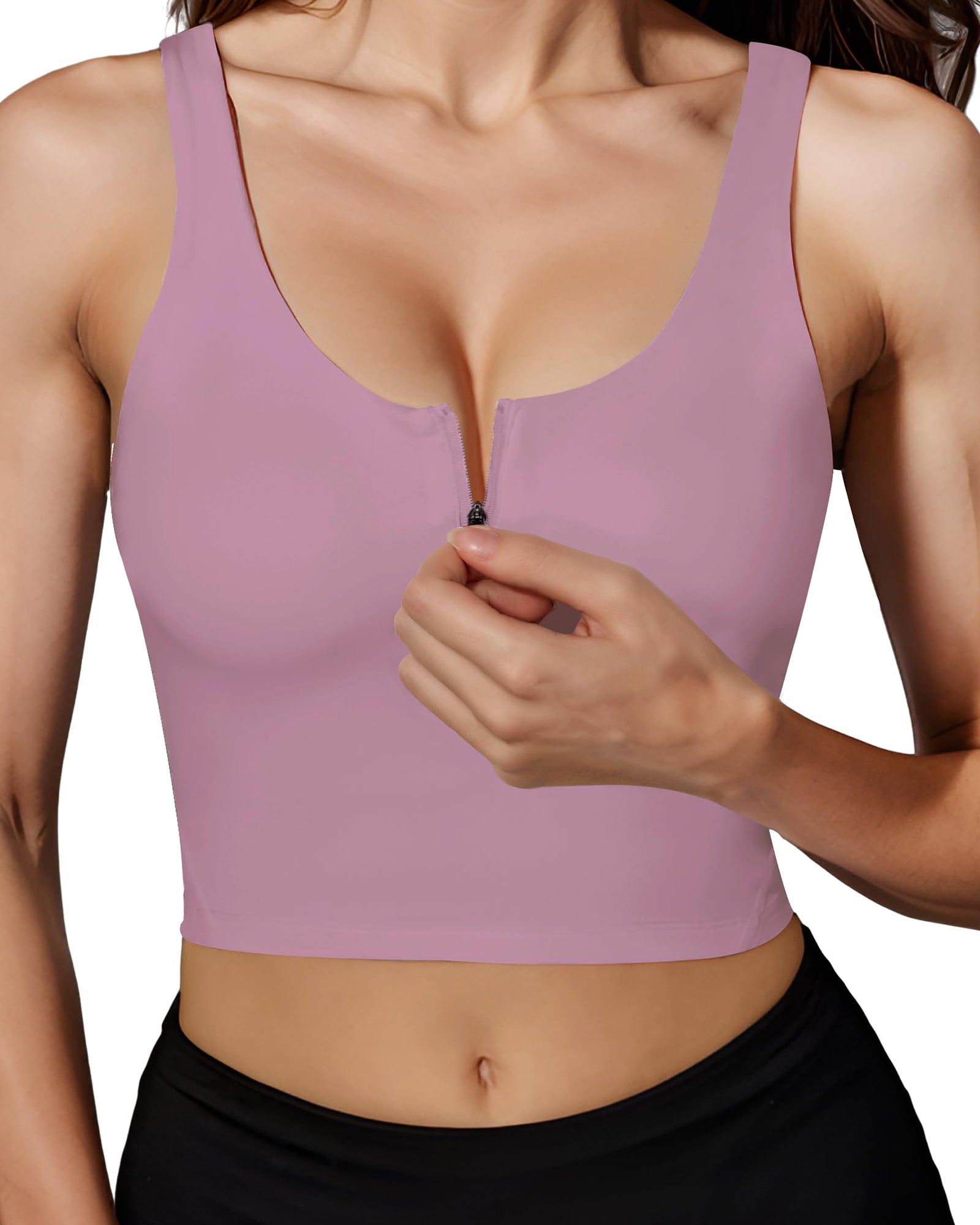 Longline Zip Front Closure Sports Bras