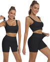 Yoga Outfits Seamless Ribbed Sports Bra Workout Sets