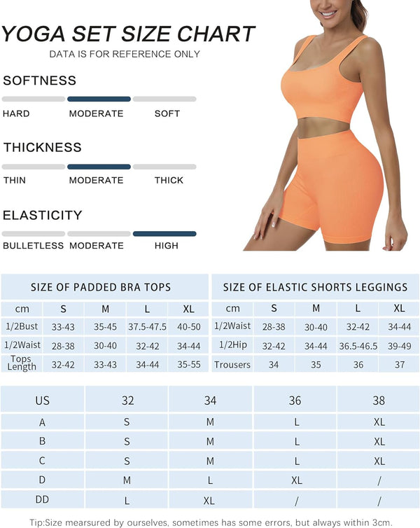 Yoga Outfits Seamless Ribbed Sports Bra Workout Sets