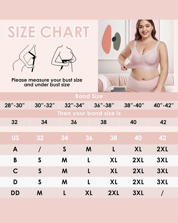 Women's Plus Size Wireless Bras V Neck