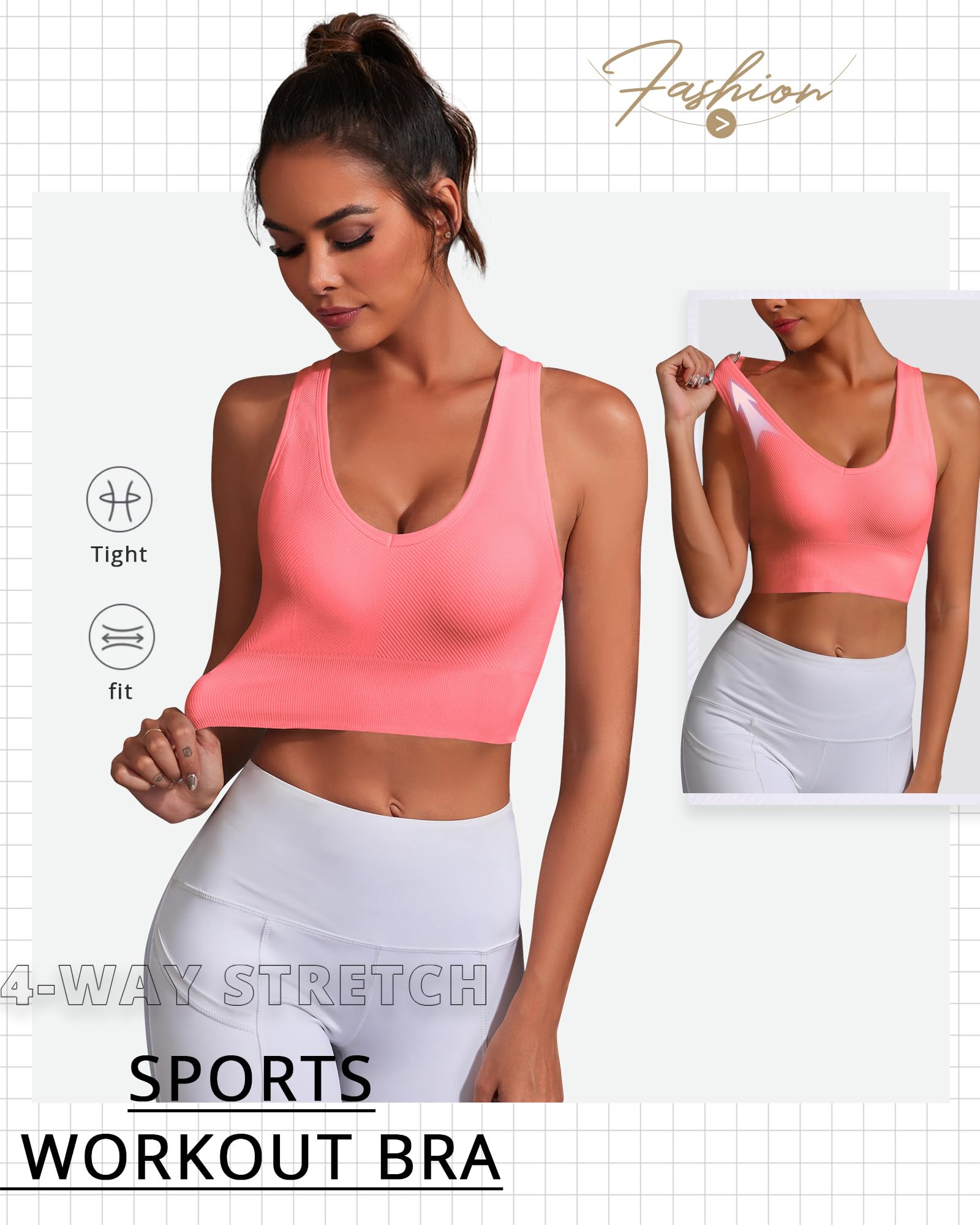 Wireless V Neck Sports Bras